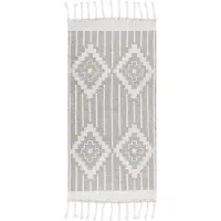 Beliani Tapis d'extérieur gris / blanc 80 x 150 cm motif oriental tapis court TABIAT (80 x 150 cm)