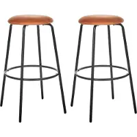 Beliani Lot De 2 Tabourets De Bar Morton Velours Orange