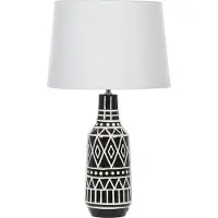 Beliani Lampe de table base en céramique noire 68 cm abat-jour en tissu blanc lampe de table classique lampe de chevet
