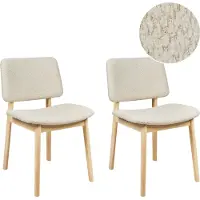 Beliani Lot de 2 chaises de salle à manger en bois d'hévéa clair crème blanc assise en tissu polyester buckram sans accoudoirs style rétro
