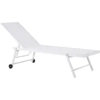 Beliani Chaise longue de jardin blanche avec roues housse en filet aluminium dossier réglable moderne balcon jardin terrasse