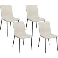 Beliani Ensemble de 4 chaises de salle à manger rembourrées en polyester beige clair pieds en fer élégante cuisine salle à manger