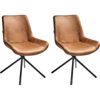 Beliani Ensemble de 2 chaises de salle à manger, revêtement en similicuir suédé brun doré, pieds croisés, style rétro