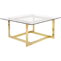 Beliani Table basse avec structure métallique dorée, plateau carré en verre, design géométrique Glam
