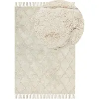 Beliani Tapis en coton beige clair 140 x 200 cm motif marocain Flux court SILCHAR (140 x 200 cm)