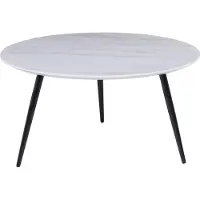 Beliani Table basse plateau blanc avec effet marbre pieds noirs design moderne salon chambre à coucher
