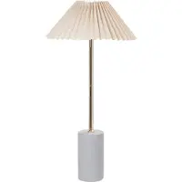 Beliani Lampe de table Blanc Lin Rond 40 cm Abat-jour Tambour Aspect rainuré Câble avec interrupteur Moderne Chambre à coucher et salon Éclairage