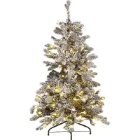 Shumee Arbre de Noël artificiel enneigé avec lumières 120 cm blanc Tatlow Lumarko !