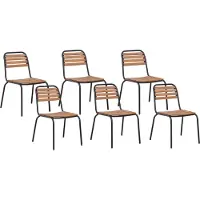 Beliani Lot de 6 chaises de jardin Vallese Bois d'acacia Marron Lumarko !