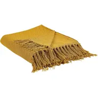 Beliani Couverture Yarsa Coton 125 X 150 Cm Moutarde