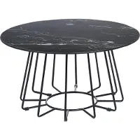 Beliani Table basse plateau noir avec effet marbre pieds en métal noir design glamour
