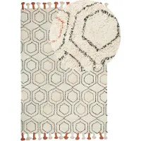 Beliani Tapis coton beige / orange 160 x 230 cm motif géométrique à poils courts HAJIPUR (160 x 230 cm)