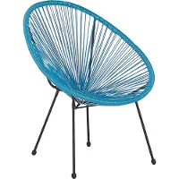 Beliani Fauteuil d'extérieur bleu en rotin artificiel chaise ronde pour balcon terrasse design moderne