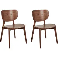 Beliani Sada de 2 chaises de salle à manger, finition bois de noyer, structure en bois d'hévéa, sans accoudoirs, design minimaliste
