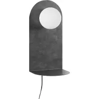 Beliani Applique murale gris graphite métal acier abat-jour rond avec étagère et interrupteur moderne industriel salon chambre à coucher