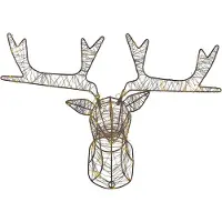 Beliani Outdoor LED Lumières de Noël Noir Fer 47 cm Tête de renne avec prise de courant Animé pour extérieur Décoration de l'Avent