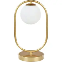Beliani Lampe de table or abat-jour en verre, armature en fer, lumière unique, design moderne, accessoires pour le salon