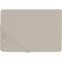 Beliani Drap-housse coton taupe 140 x 200 cm JANBU (140 x 200 cm)