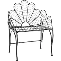 Beliani Chaise de jardin banc métal noir avec accoudoirs extérieur vintage style rétro