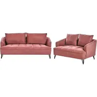 Beliani Ensemble De Salon En Tissu Bordeaux Hobro