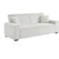 Sweeek Canapé Convertible 3 Places Blanc Crème Velours Côtelé L 231 X P 96.5 X H 80cm