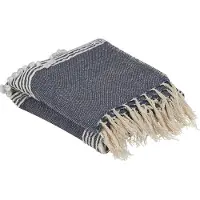 Beliani Couverture Nemli Tissu 130 X 150 Cm Bleu Foncé