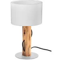 Globo Lampe de table, bois brun, abat-jour blanc, E14, H 32 cm