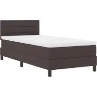 vidaXL Lit boxspring avec tête de lit brun foncé 90 x 200 cm Tissu
