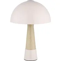 Nowa Lampe de table rétro champignon, aspect bois, champagne, H 36,5 cm