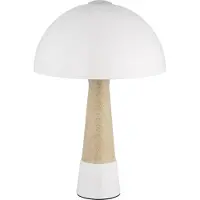 Globo Lampe de table rétro champignon, aspect bois, sable, H 36,5 cm