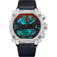 Police Montre - - Norwood PEWJF2226802 - Acier inoxydable - Cadran Bleu - Bracelet Cuir Noir