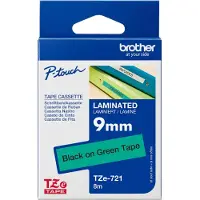 Brother TZe-721 - (9 mm) - Noir sur vert - Ruban