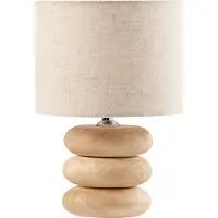 Beliani Lampe de table Beige et brun clair en coton Bois de mangue Socle Design moderne Lampe de table Accessoires de salon
