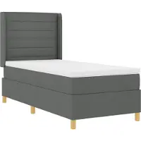 vidaXL Lit boxspring avec bandes lumineuses LED, gris, 80 x 200 cm, tissu
