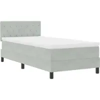 vidaXL LED Lit boxspring avec matelas gris clair 90 x 200 cm velours