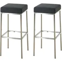 CLP - Ensemble de 2 tabourets de bar Montreal, avec assises et structures rembourrées en tissu, et repose-pieds. Couleur : gris foncé. Structure : acier inoxydable