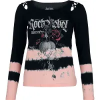 Rock Rebel by EMP T-shirt manches longues de - Skulls & Details - S - XXL - pour Femme - noir/rose - Taille XXL