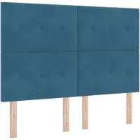 vidaXL Lit à lattes avec éclairage LED, tête de lit intégrée, bleu foncé, 140 x 190 cm, revêtement en velours