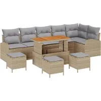 vidaXL Ensemble de canapé de jardin avec coussins avec coussins 10 pcs Beige et gris clair