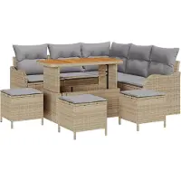 vidaXL Ensemble de canapé de jardin avec coussins avec coussins 9 pcs Beige et gris clair