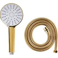 Beliani Pomme de douche avec flexible, métal doré, 5 modes de jet, style moderne, accessoires de salle de bain