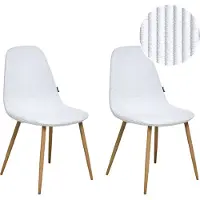 Beliani Lot de 2 chaises de salle à manger, revêtement en velours côtelé blanc, sans accoudoirs, style moderne, cuisine, salle à manger