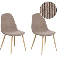 Beliani Lot de 2 chaises de salle à manger taupe, revêtement en velours côtelé, sans accoudoirs, style moderne, cuisine, salle à manger