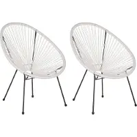 Beliani Lot de 2 chaises en rotin blanc Acapulco Ii Lumarko