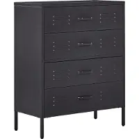 Beliani Armoire 4 Tiroirs En Acier Noir Enago