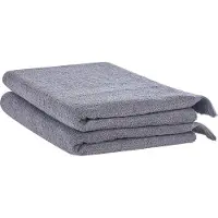 Beliani Lot De 2 Serviettes Atiu Tissu Éponge Gris