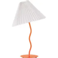 Beliani Lampe de table orange avec pied métallique 48 cm Abat-jour plissé Abat-jour en tissu forme de cône Câble long avec interrupteur Moderne Éclairage du salon et de la chambre à coucher