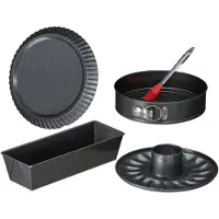 Relaxdays Set de 5 pièces et moules, pour gâteaux, Moule à gâteau, Gris