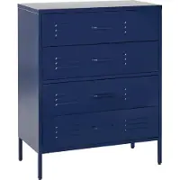 Beliani Commode À 4 Tiroirs En Métal Bleu Marine Enago