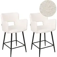 Beliani Ensemble de 2 chaises de bar Sanilac Lumarko blanc bouclé !